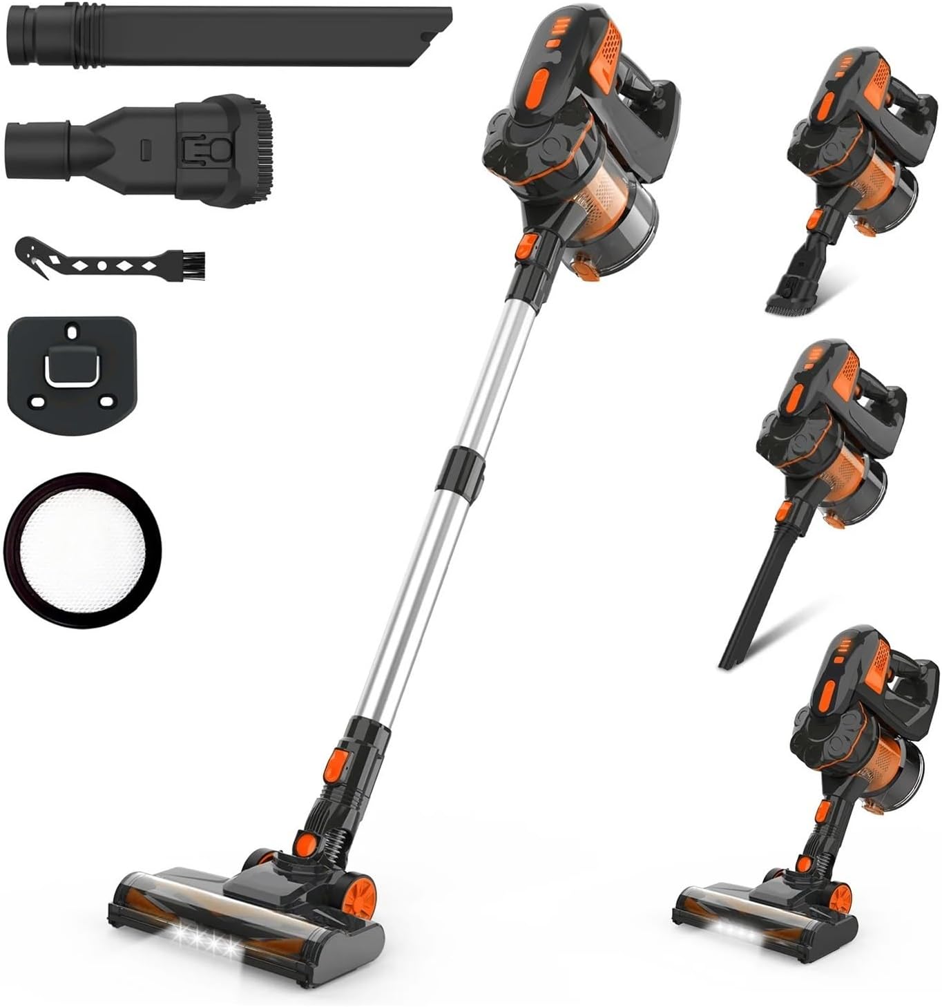 V770 Cordless Vacuum Cleaner | 20KPa Strong Suction | 6-in-1 Stick & Handheld | Compatible with INSE | for Household Clean​(Orange)
