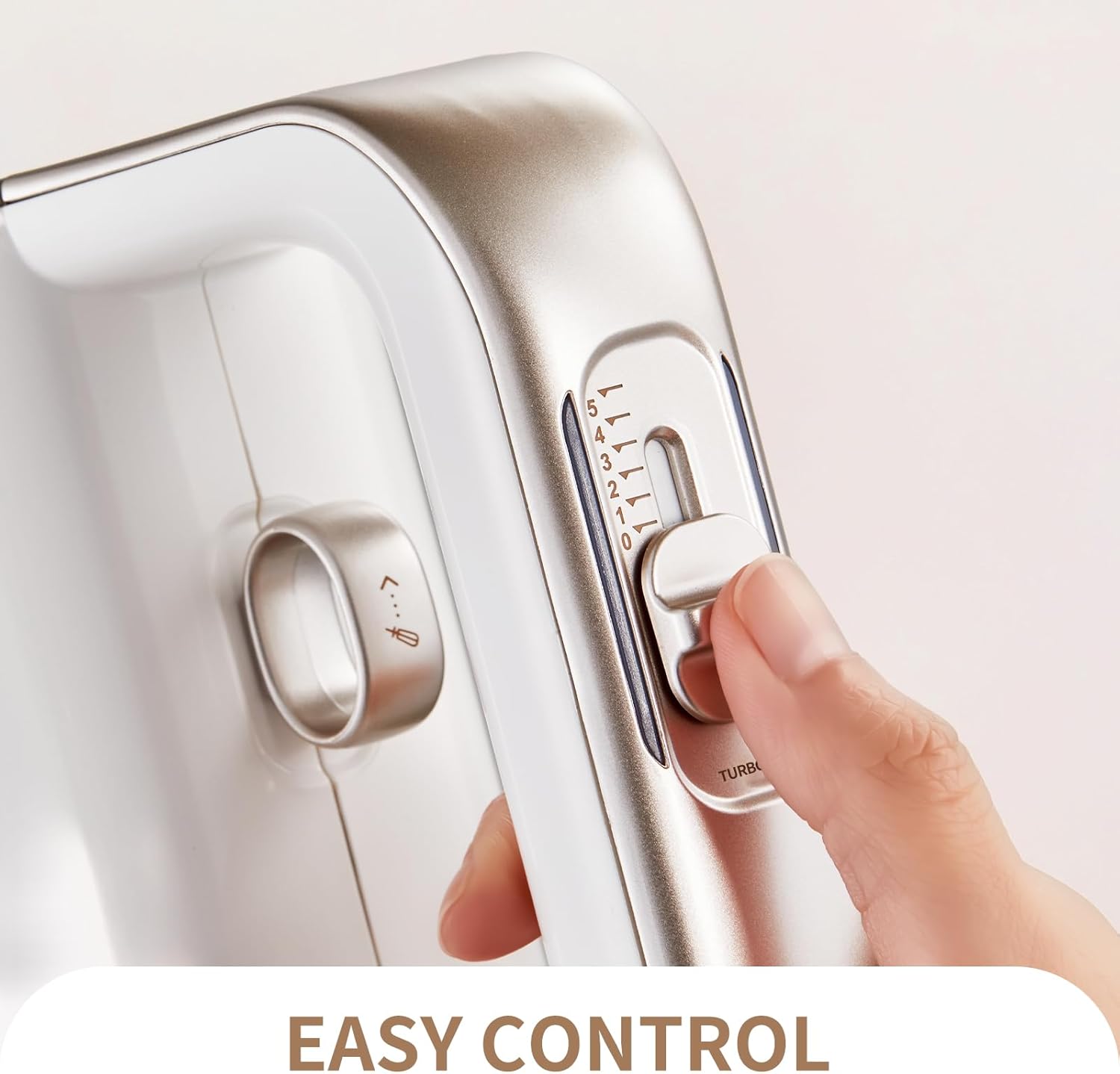 4-in-1 Electric Hand Mixer for Baking, Cooking and Coffee Drinks(Champagne Gold)