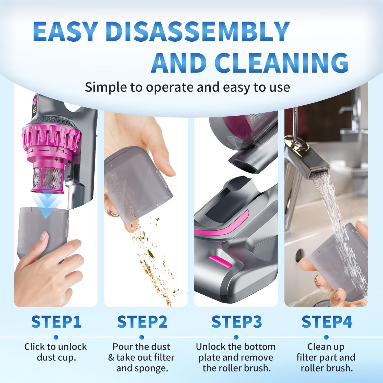 PATO Mattress Vacuum Cleaner, 10KPa Suction with UV-C Light & HEPA Filter, 4-in-1 Bed Cleaner for Sofa, Car, Carpet, Pet Hair