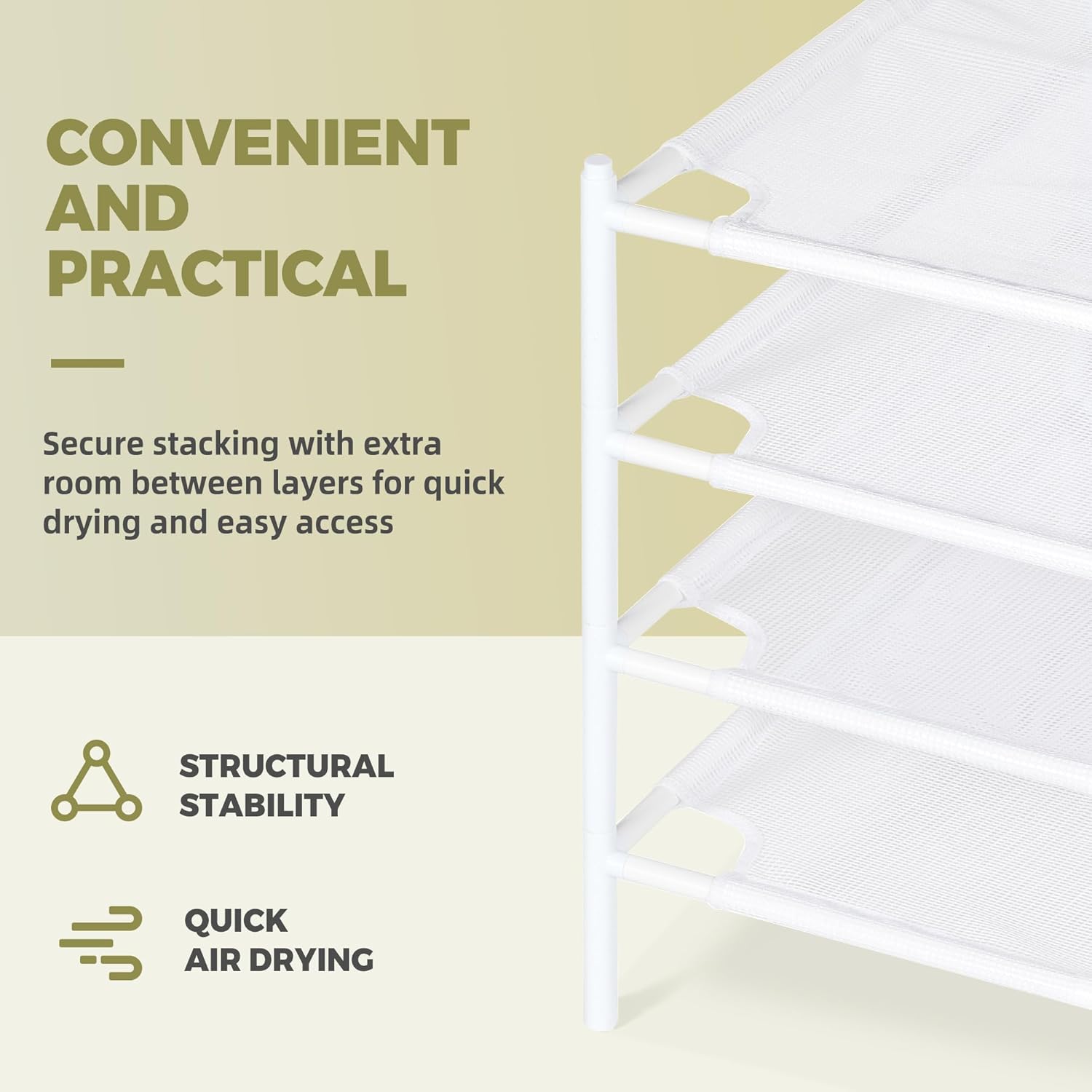 Sweater Drying Rack, 4-Layer Stackable Flat Clothes Drying Rack, Laundry Drying Rack, Mesh Air Dryer, Portable Dry Rack for Indoor & Outdoor