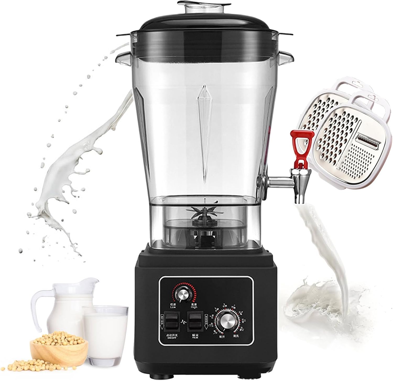 Smoothie Blenders For Countertop,Standing Mixer 2900w Nut Mill Food Processors With 2 Graters,Juicer For Commercial Use,7 Speeds,11l/15l/19l,15L