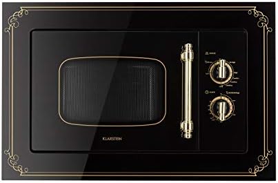 Klarstein Victoria 20 Built-in Microwave, Retro Design, 20L, 800W Microwave/1000W Grill Power, 3 Functions, Stainless Steel, Mounting Frame, Black