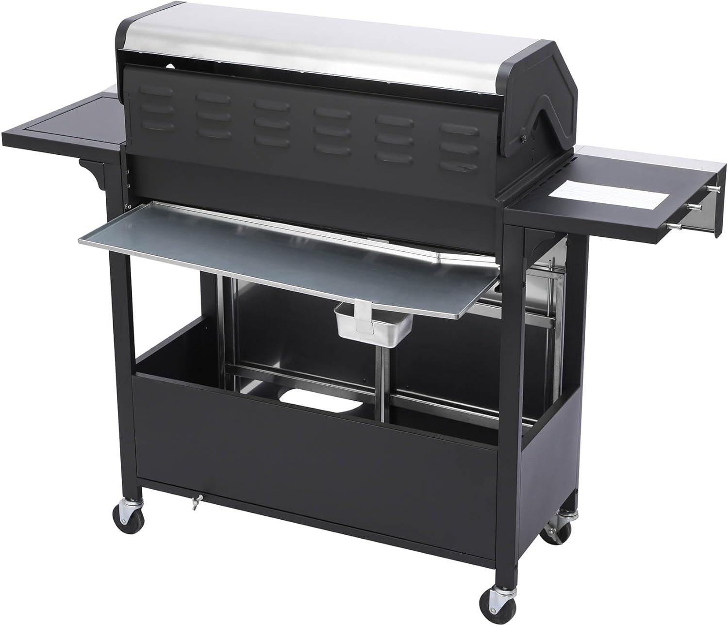 6-Burner Propane Gas Grill with Side Burner, Stainless Steel Control Panel, Enamel Firebox & Cart-Style BBQ Grill with Wheels for Outdoor Cooking, Patio, and Backyard Barbecues, (Silver)