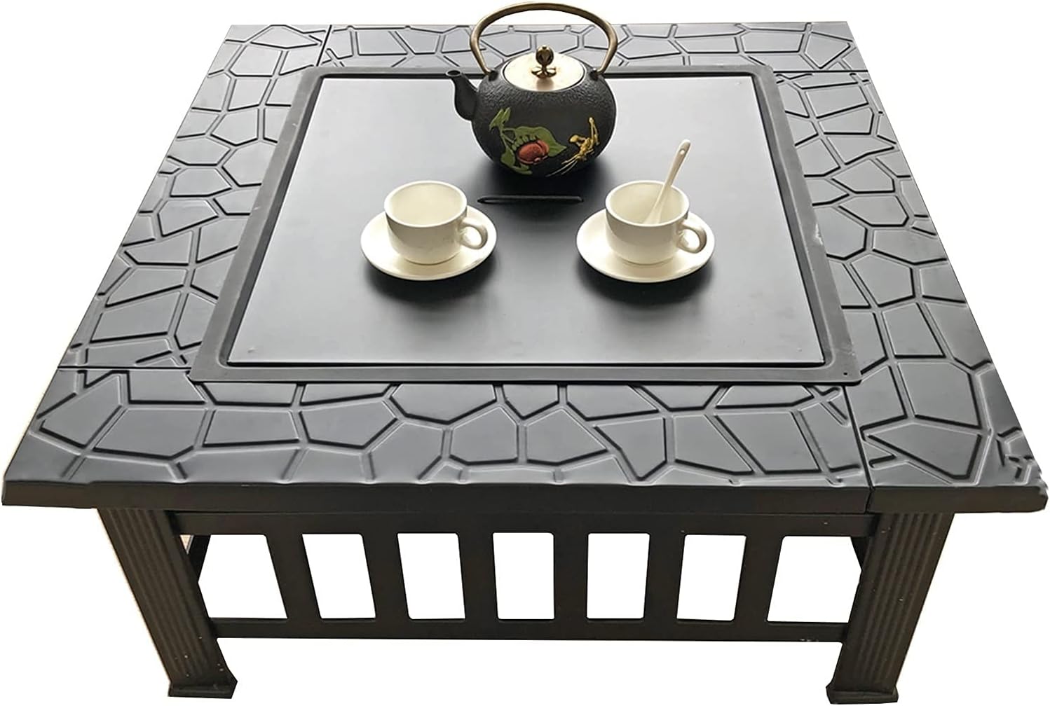 Fire Pit Wood-Burning fire Pit, with Spark Screen, Fireplace Poker, Metal Grille, fire Pit Cover, Outdoor fire Pit Set