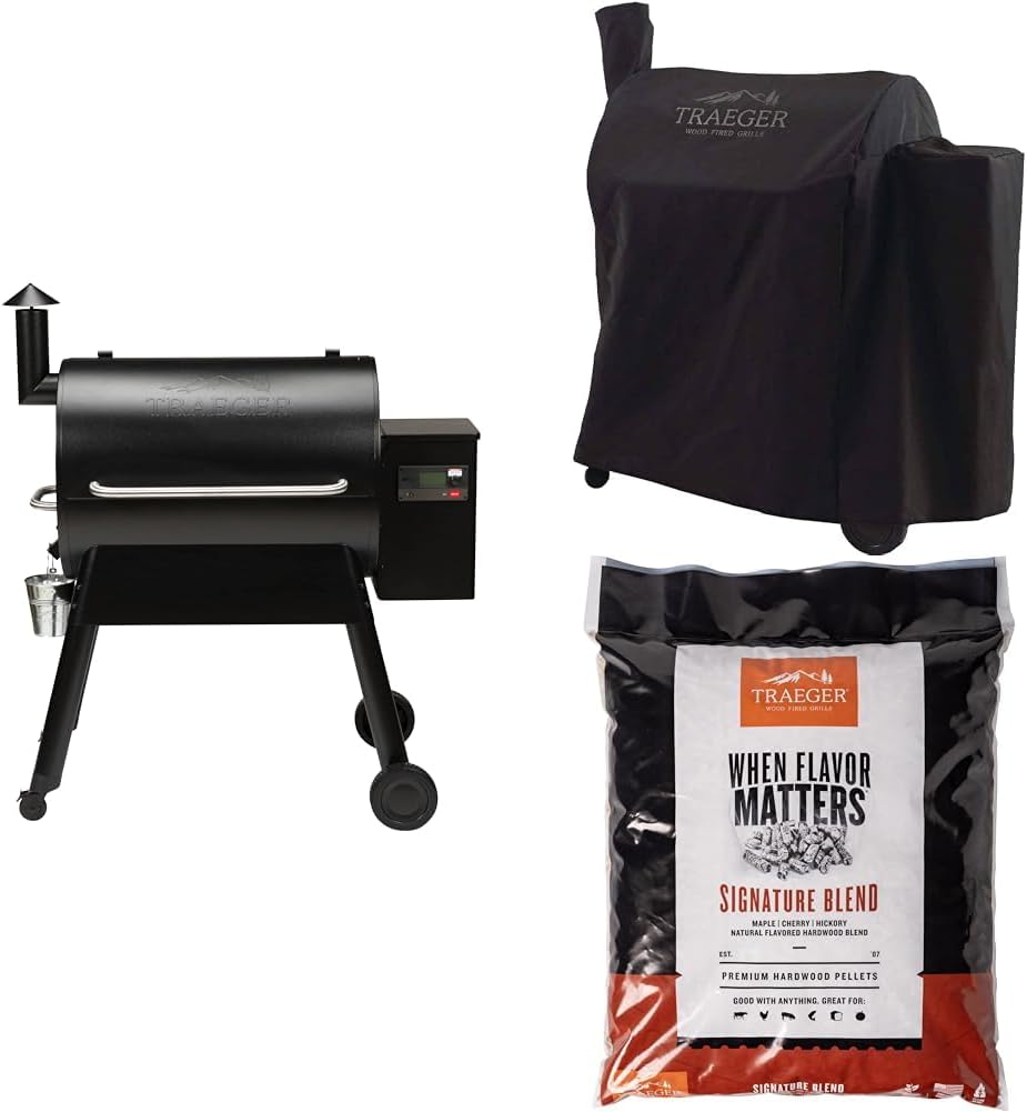 Pro 780 Wood Pellet Grill and Smoker, Black with Full-Length Cover and Signature Blend Pellets 18 lb Bag
