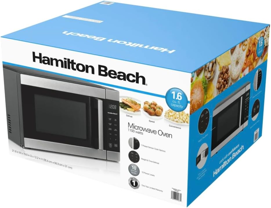 1.6 Cu ft Sensor Cook Countertop Microwave Oven in Stainless Steel, New