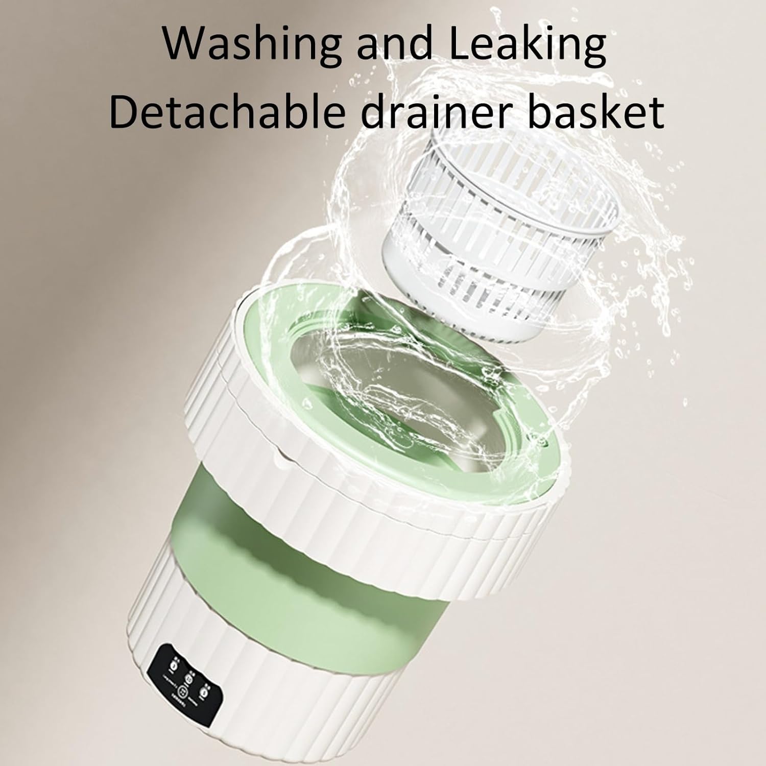 Portable Washing Machine, Foldable Mini Washing Machine, with Soft Spin Dry and Drainage Pipe, for Apartment, Laundry, Camping, Rv, Travel (Color : Beige)