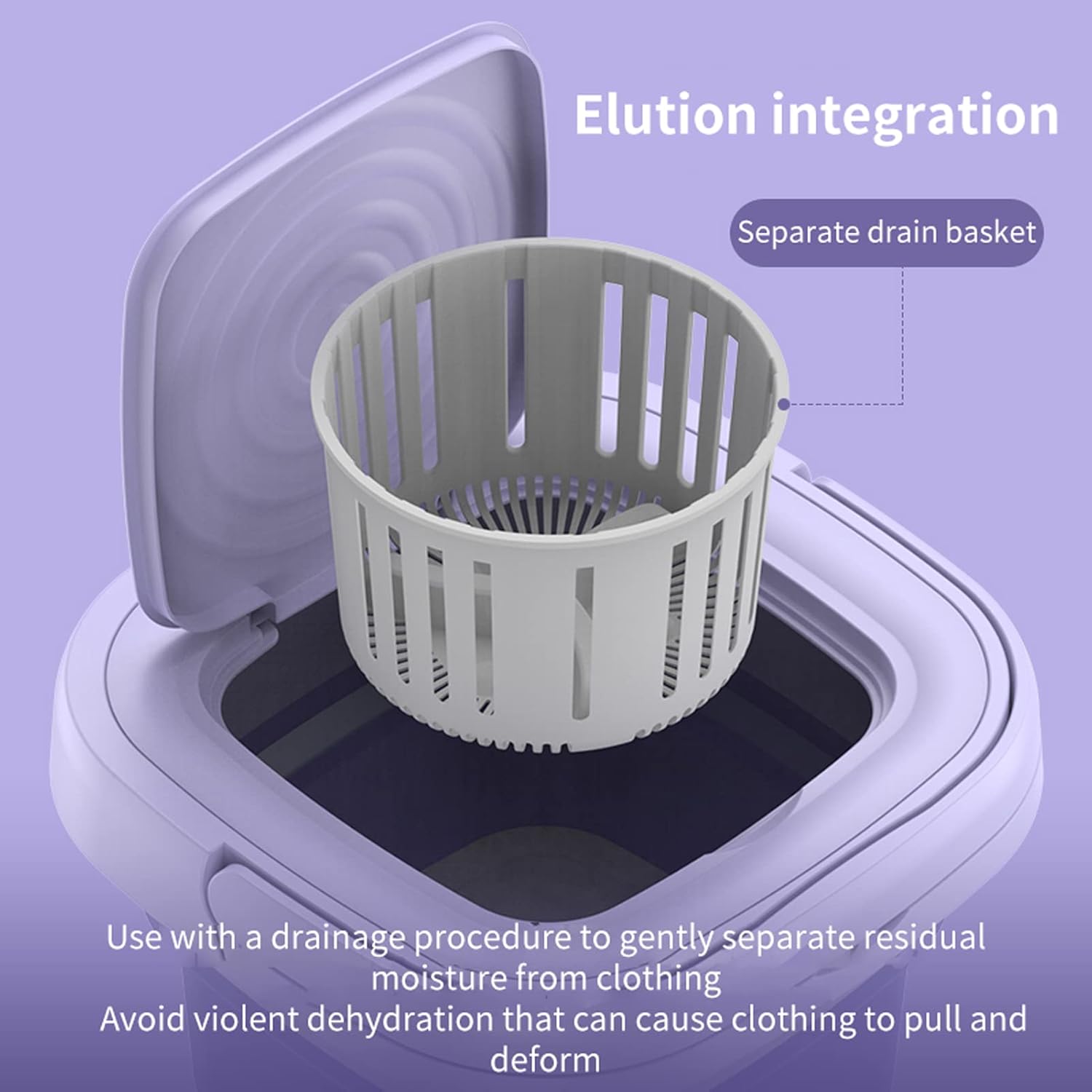 Portable Washing Machine, Mini Foldable Washer and Spin Dryer Small Foldable Bucket Washer, Suitable for Apartment Dorm,Travelling，Best Gift Choice (Purple-8 L)(01)