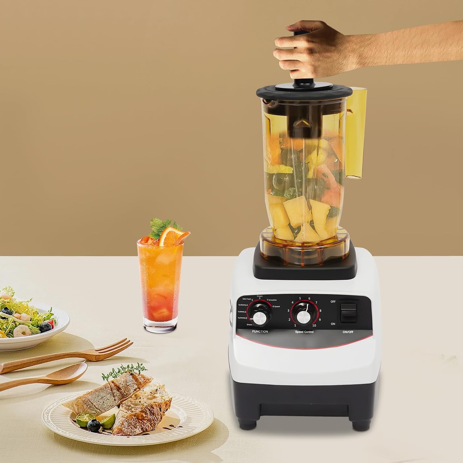 Bubble Tea Machine, 1.2L/50.72oz Multifunctional Blender Shaking Machine with 4 Different Cups, 10 Gears Adjustable Speed Countertop Smoothie Maker, for Homes, Milk Tea Shop, Coffee Shop, Bar