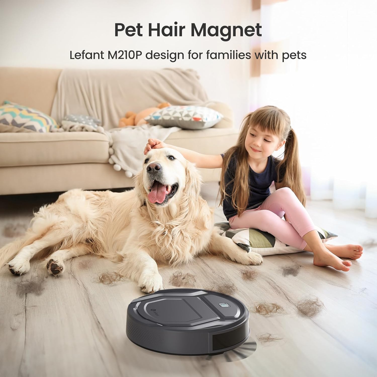 Lefant M210 Pro Robot Vacuum, Slim Quiet, 3 Adjustable Suction Levels, 6 Modes, Robot Vacuum Cleaner for Pet Hair, Hard Floors & Low Carpets, Self-Charging, WiFi/App/Alexa Control, Gray
