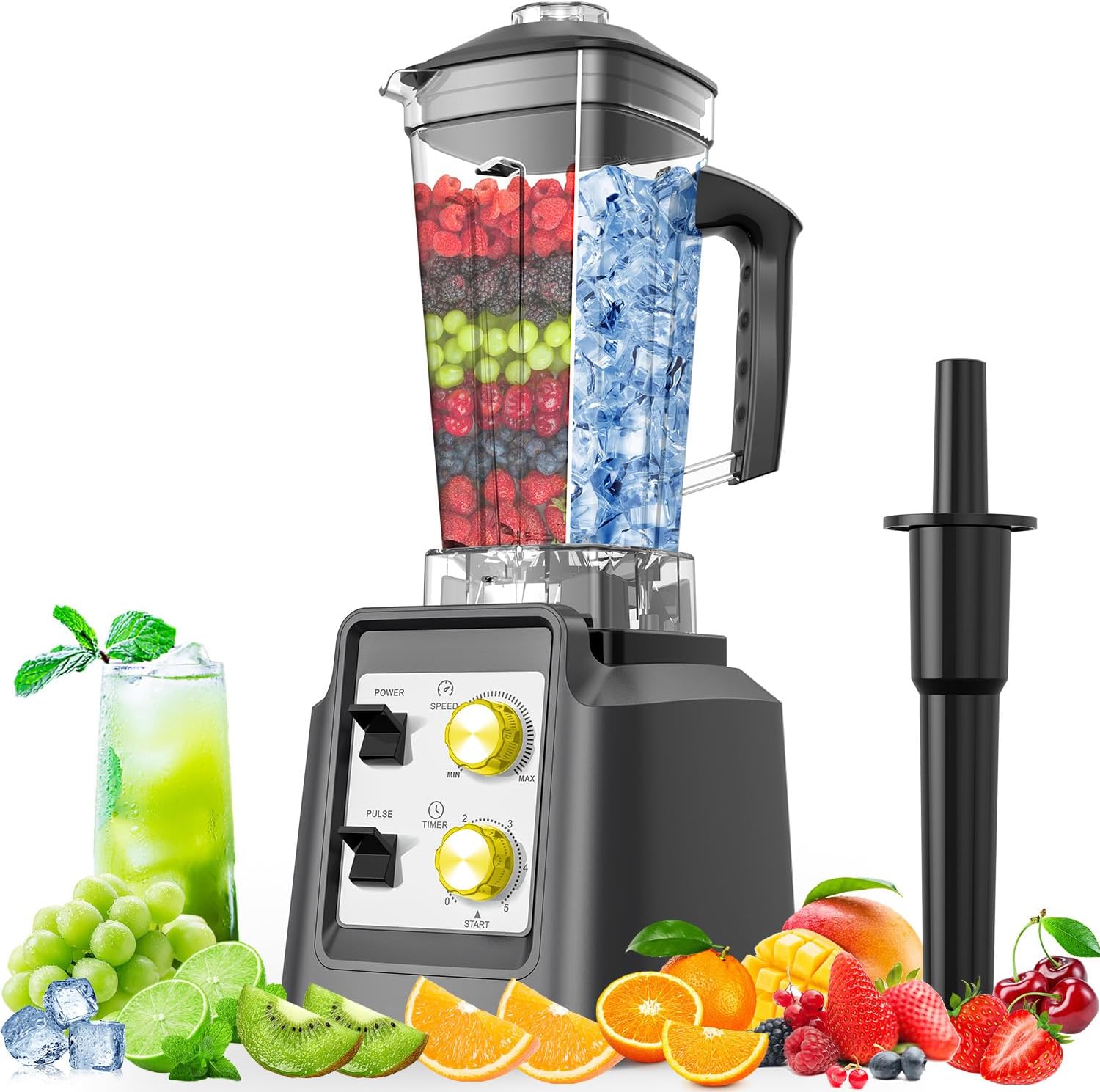 Blenders for Kitchen, Smoothie Blender - Countertop Blenders with 68oz Dishwasher-Safe Pitcher, Ice Crusher for Frozen Drinks & Smoothies, Blending