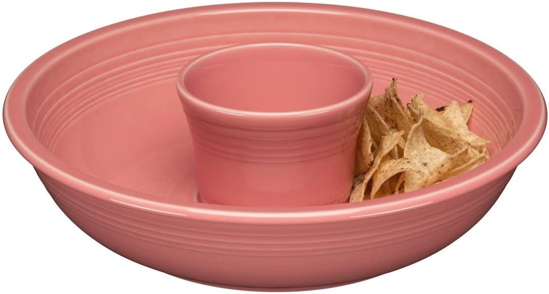 Fiesta® 2-Piece Chip and Dip Set 12 7/8” – Durable Ceramic, Lead-Free, Dishwasher/Microwave/Oven Safe – Made in USA - Peony