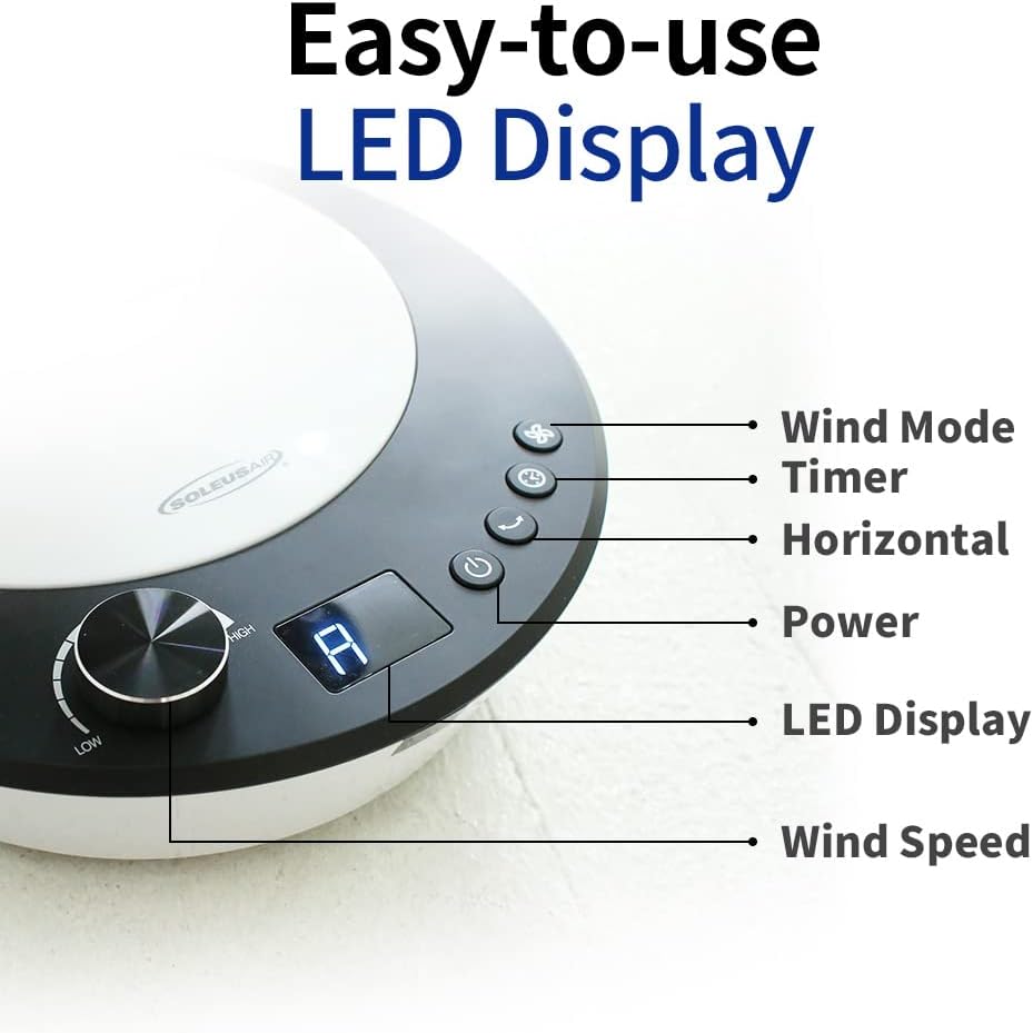 Soleus Air DC Motor Circulator Fan, 12 Speed Cooling Floor Fan, Adhustable Height, Oscillating, Outdoor Indoor Camping Travel