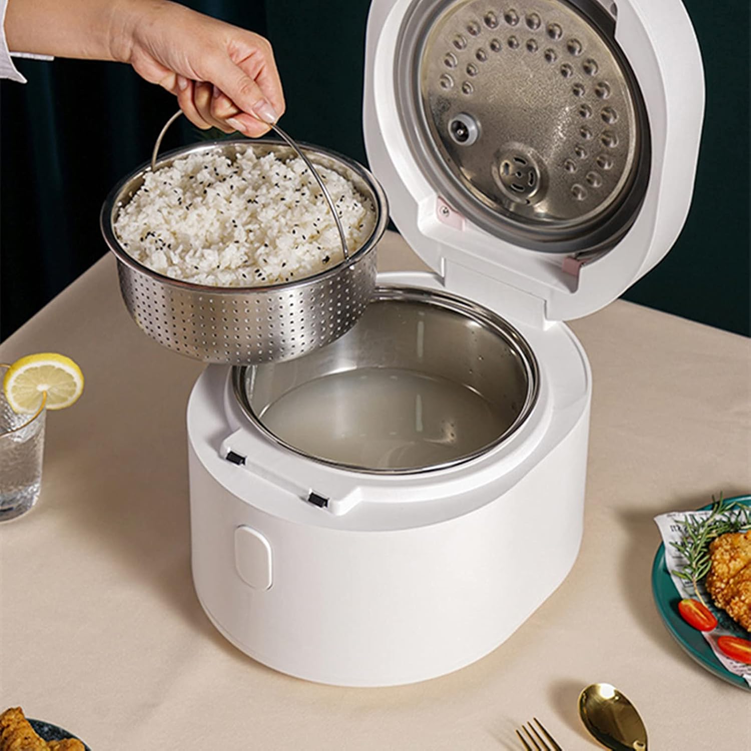 Filter Sugar Rice Cooker Multi-Function Cooking Rice Cooker Mini Small Appliances Double Gall Rice Soup Separation 24 Hours Timer 3l High Capacity