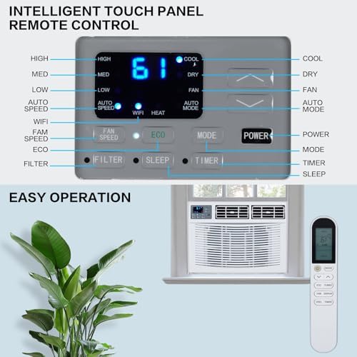 ROVSUN 23200 BTU Air Conditioner Window Unit with Heat, 4-in-1 Window AC Unit Cooler, Heater, Dehumidifier & Fan with Timer, Remote Control & Installation Kit for Rooms up to 1500 Sq. Ft, 208/230V
