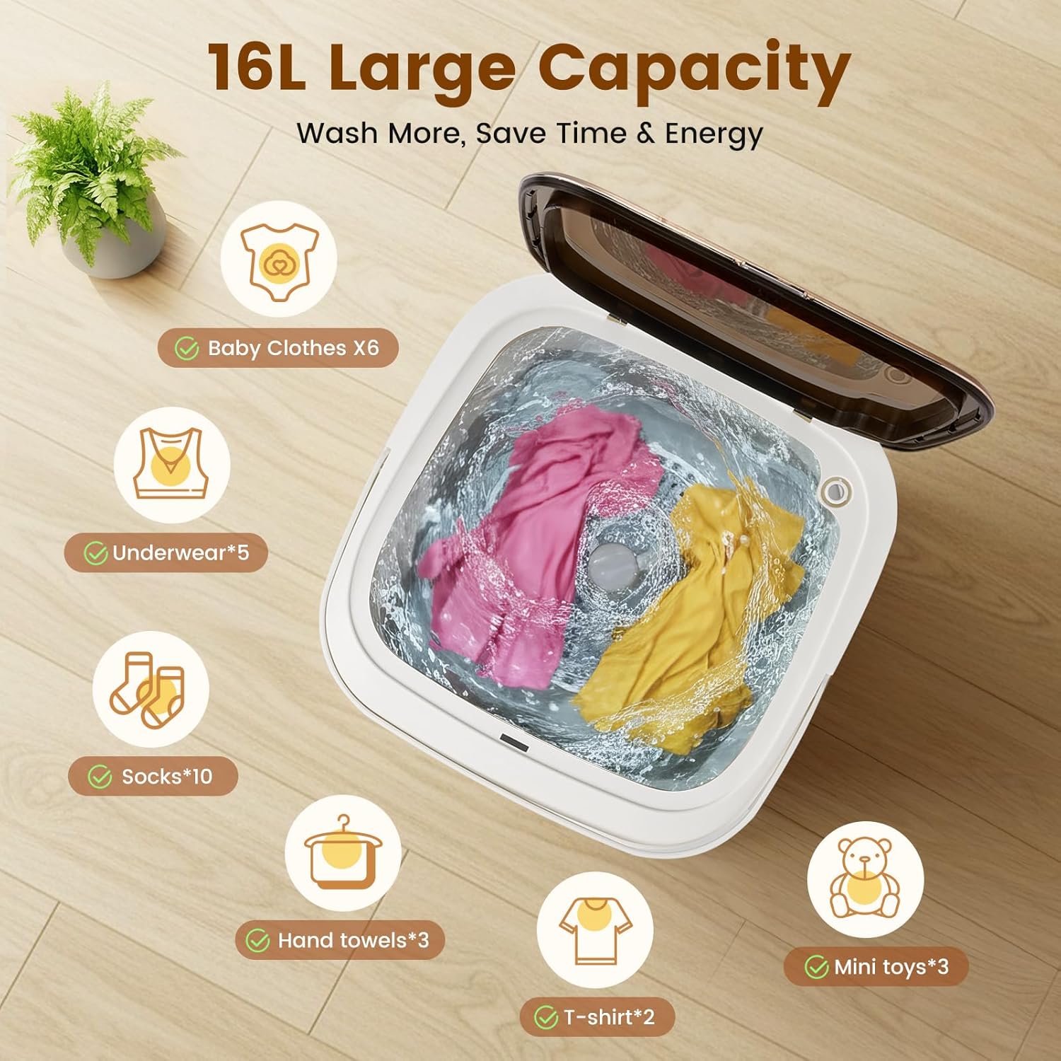 16L Portable Washing Machine, Mini Foldable Washer with Spin Dry Basket, Two Timed Laundry Modes for Small Loads, Compact Size Ideal for Apartments, Dorm Rooms, RVs, Travel (Light Gray)