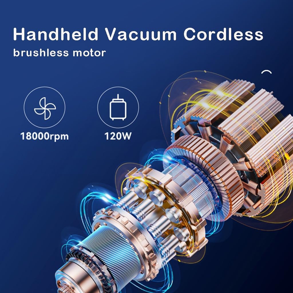 KITCISSL Small Car Vacuum Cleaner High Power Hand Held Vacuum Cordless for Home, Wireless Handheld Car Vacuum Cleaner Portable Dust Buster Hand Vacuum for Pet Hair, Stairs (Color : Gray A)