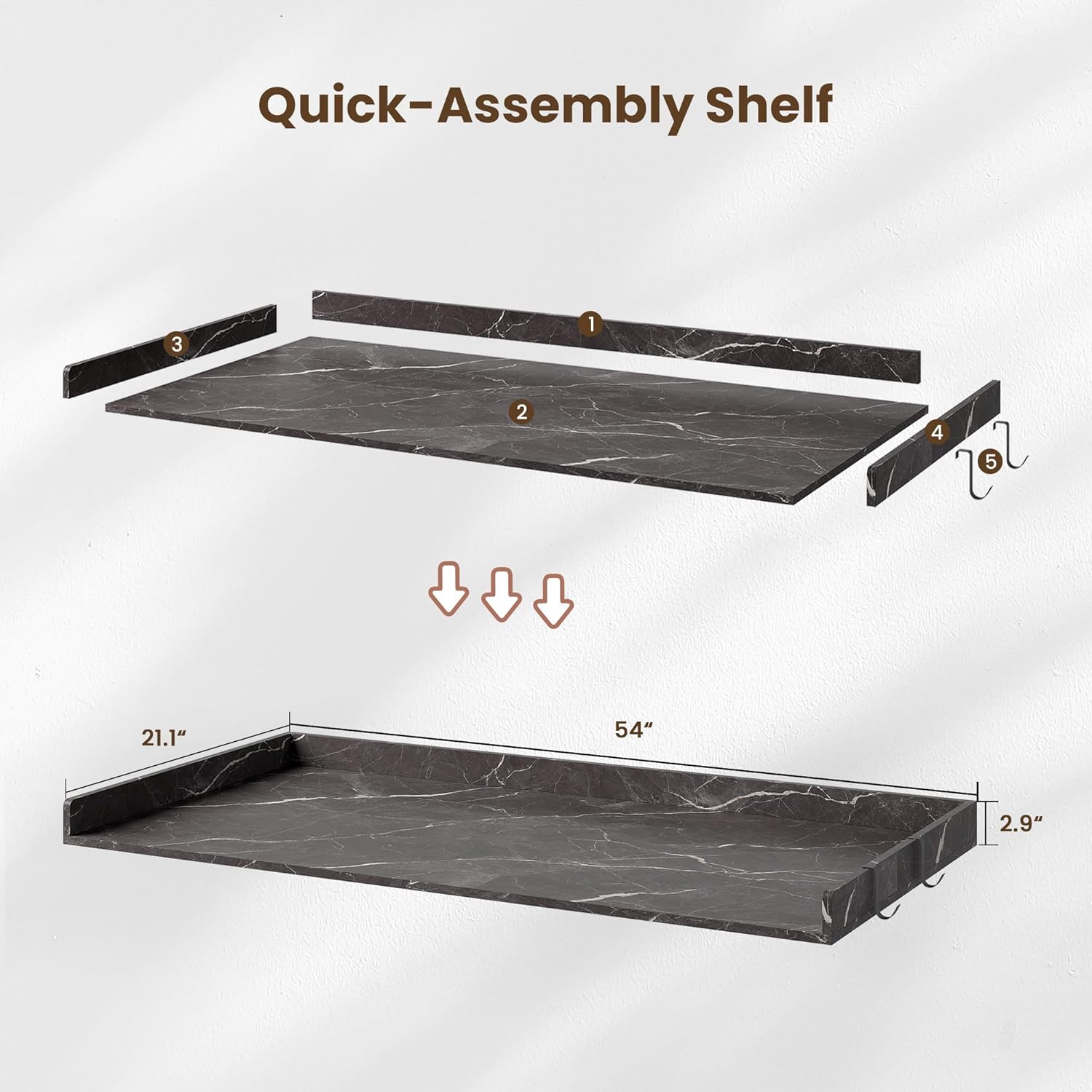 Washer Dryer Countertop – 54 x 27.6 Non-Slip Laundry Topper for Front-Load Washers & Dryers | Metal Hooks & Edge Rails | Includes 2 Storage Baskets for Organization