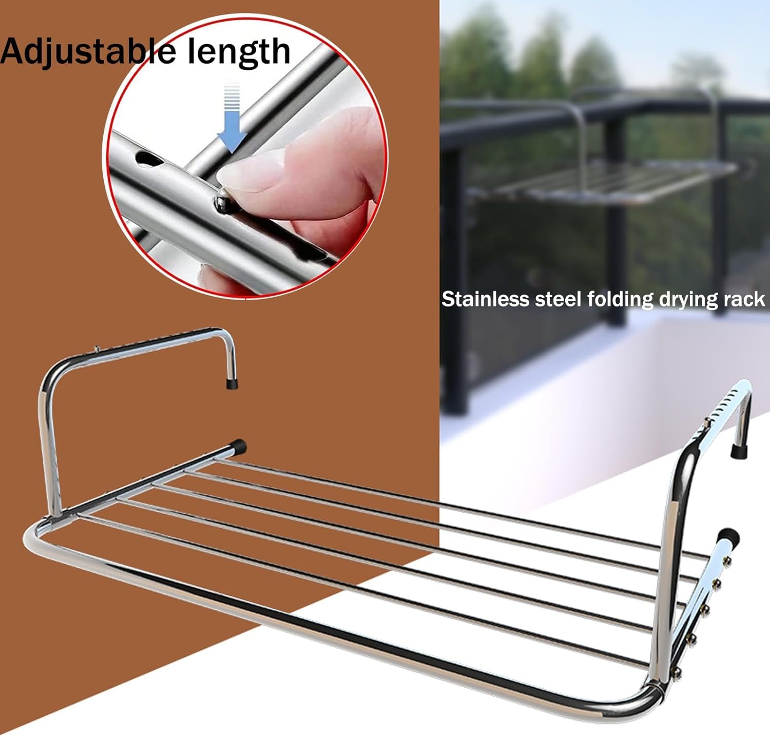 Portable Stainless Steel Folding Clothes Airer with Adjustable Arms 5 Bar Indoor Clothes Drying Rack for Balcony Railings Windowsills and Radiators Compact and Lightweight Clothes Dryer for Travel