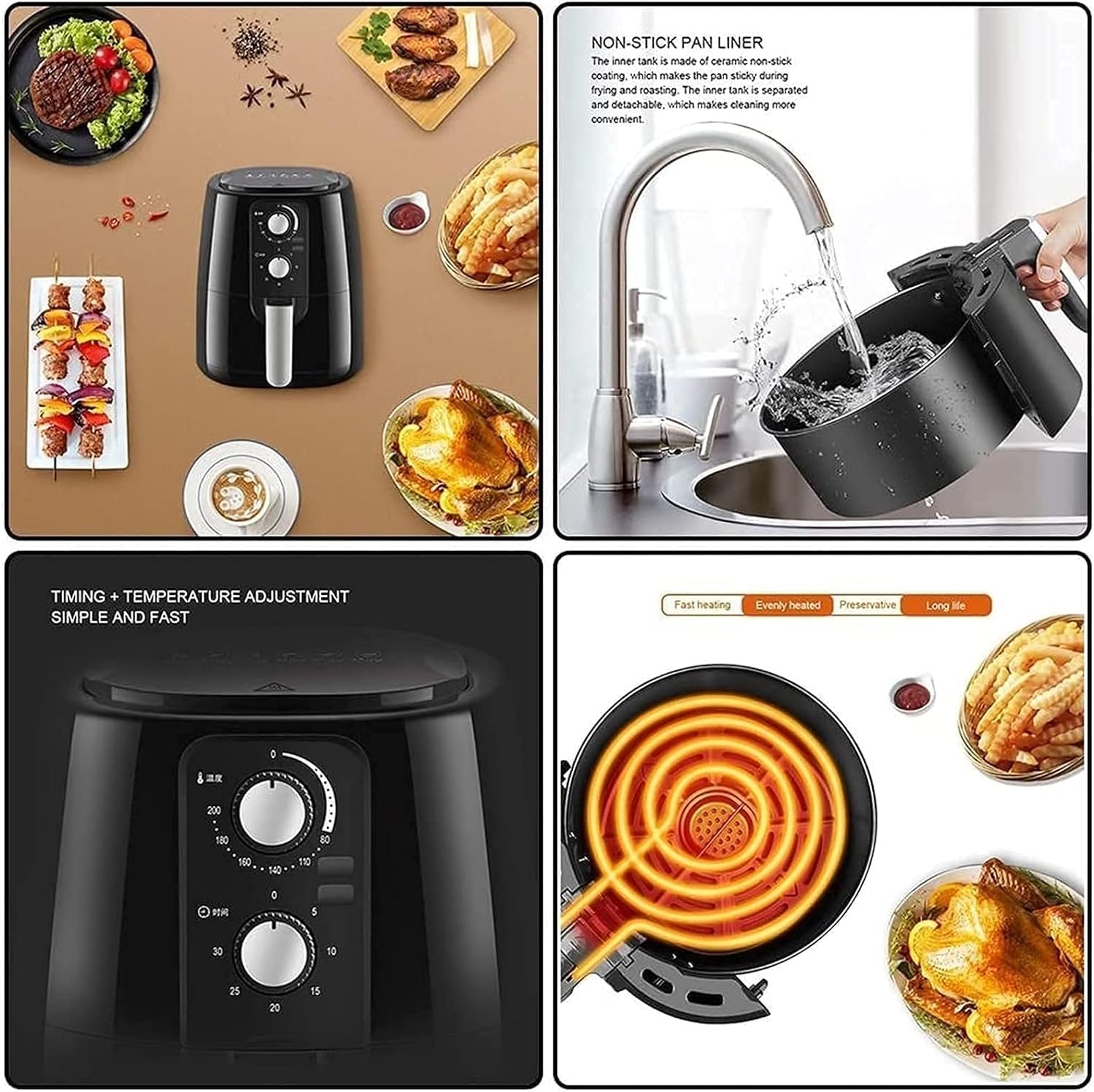 oven mini oven air fryer oven Small Air Fryer, Air Fryer for Home Use 5.5L Air Fryer with Multiple Functions Oil Free Chip Fryer Easy-to-Clean Nonstick Basket Air Fryers for Low Fat Cooking Small Ai