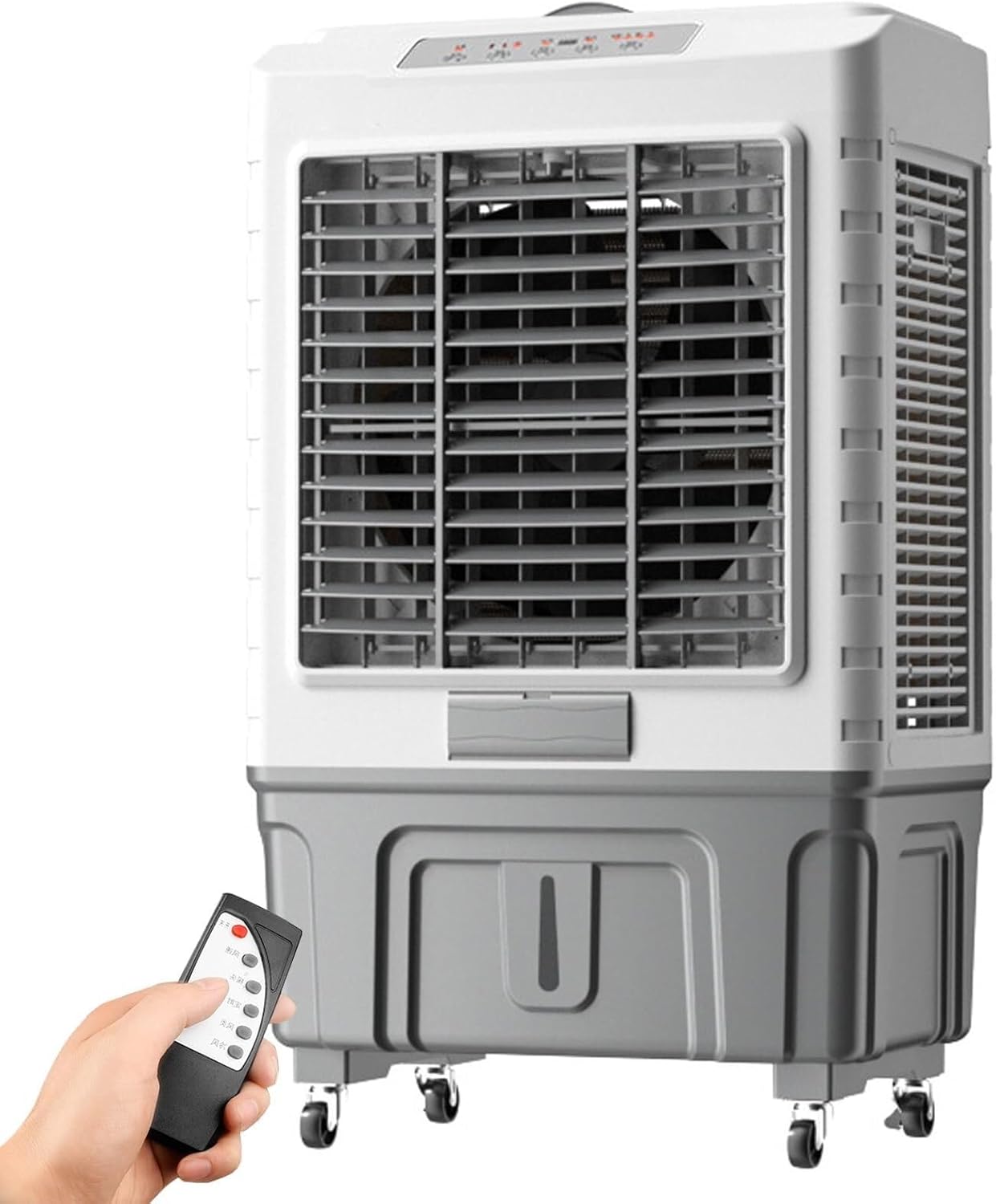 Mobile Air Conditioner, 3-in-1 Evaporative Air Cooler with 50L Water Tank, 6 Ice Boxes, 3 Speeds, Remote Control & 1-7H Timer for Home, Office, Dorm(55L)