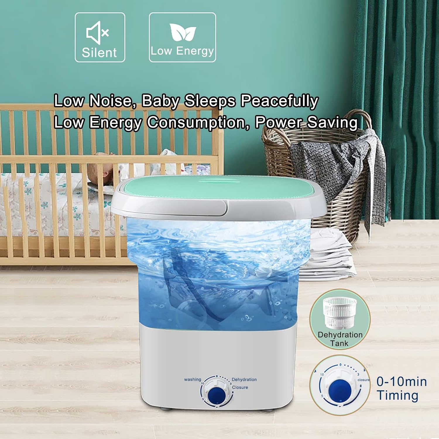 Mini Portable Washing Machine, Foldable, Bucket, Washer, Baby Washing Machine, for Apartment, Laundry, Camping Travel-Best Choice (Color : Pink)