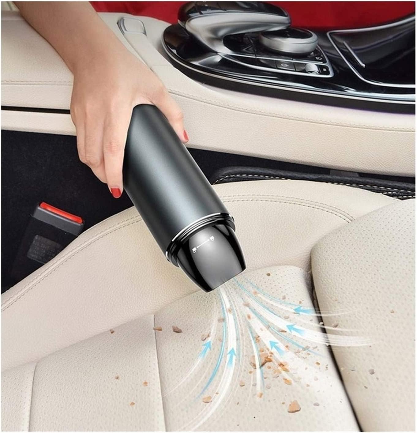 Portable Cordless Car Vacuum, Wet/Dry Handheld Auto Vacuum Cleaner with 5300pa Strong Suction, USB Rechargeable Mini Car Cleaning for Home Office Cleaning (Color : Gray)