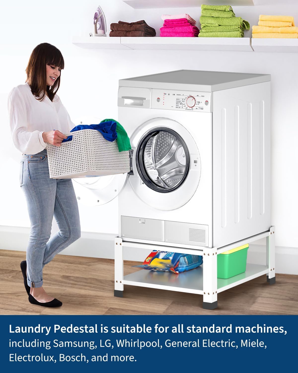 Washer and Dryer Pedestal with Storage Shelf,28.3