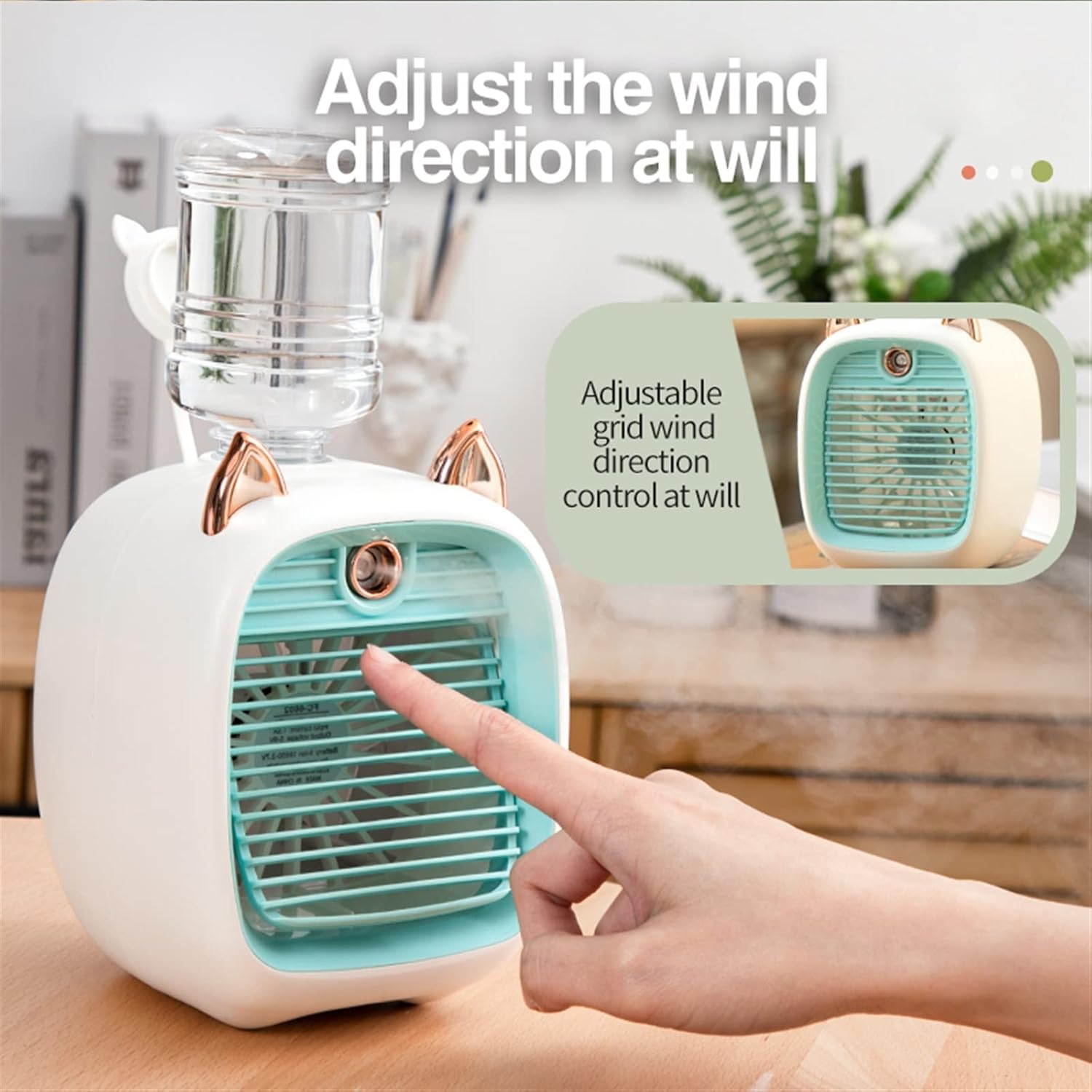 Humidifiers for Bedroom 1200/2400mAh Air Conditioner Portable Camping Fan Rechargeable Spray Cooling Cute Air Humidifier Fan Outdoor Home Humidifier for Home (Color : 2400mAh Pink)