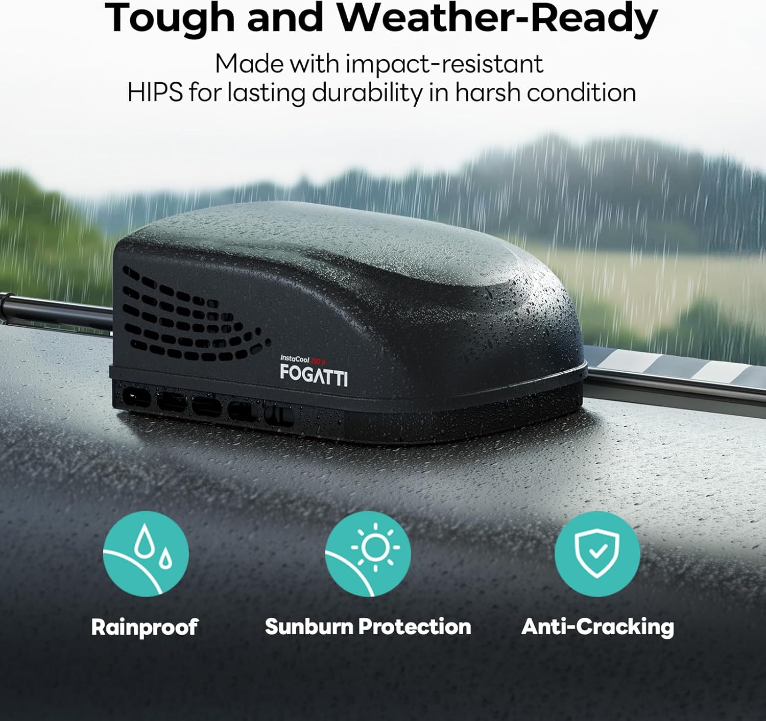 FOGATTI RV Air Conditioner InstaCool 15000BTU Non-Ducted, Rooftop AC Unit RV, All in One Unit, Easy Install, Quiet AC, For Camper, 115V (Non-ducted, Black)