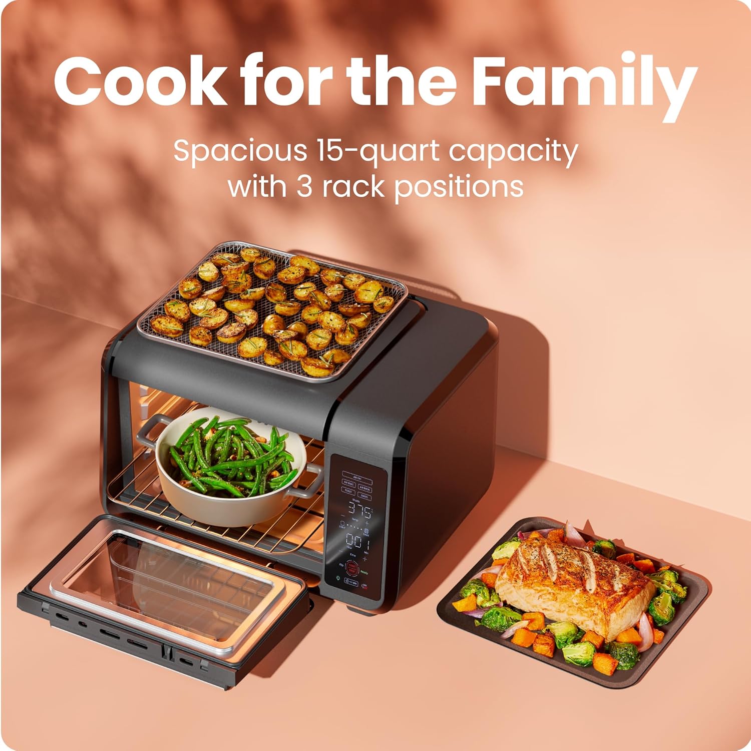 Chefman Air Fryer Toaster Oven Combo, Countertop Oven for Quick & Healthy Meals, Bake, Broil, Air Fry, Toast, and Bagel Functions, 450°F Max Temp, 4 Slice Toaster Oven Air Fryer Combo