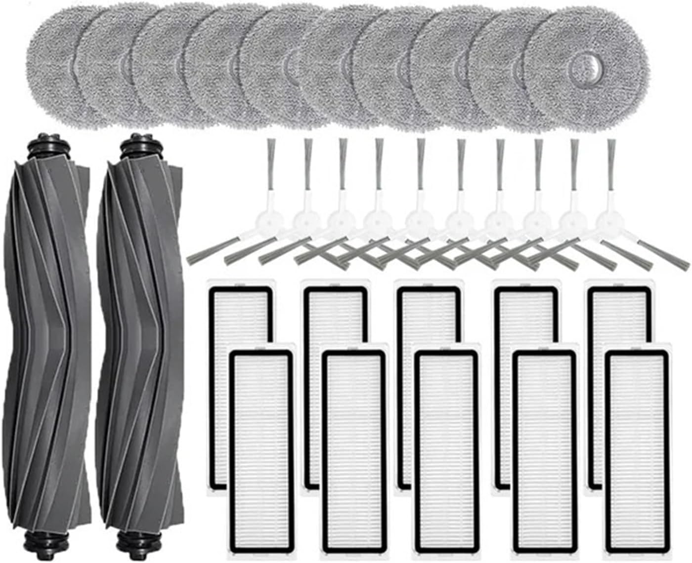 Compatible with Dreame Bot L10 Prime /L10s Pro Robot Vacuum Cleaner Spare Parts Rubber Side Brush HEPA Filter Mop Cloth Rag Accessories(Brown)