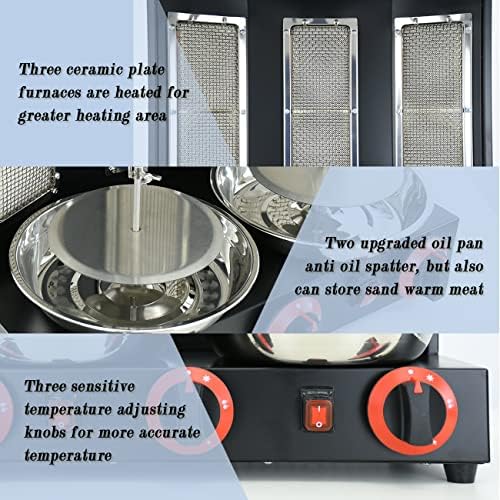 Shawarma Machine Commercial Shawarma Rotisserie Vertical Kebab Broiler Gyro Grill Rotating Kebab with 3 Burner Propane,Black