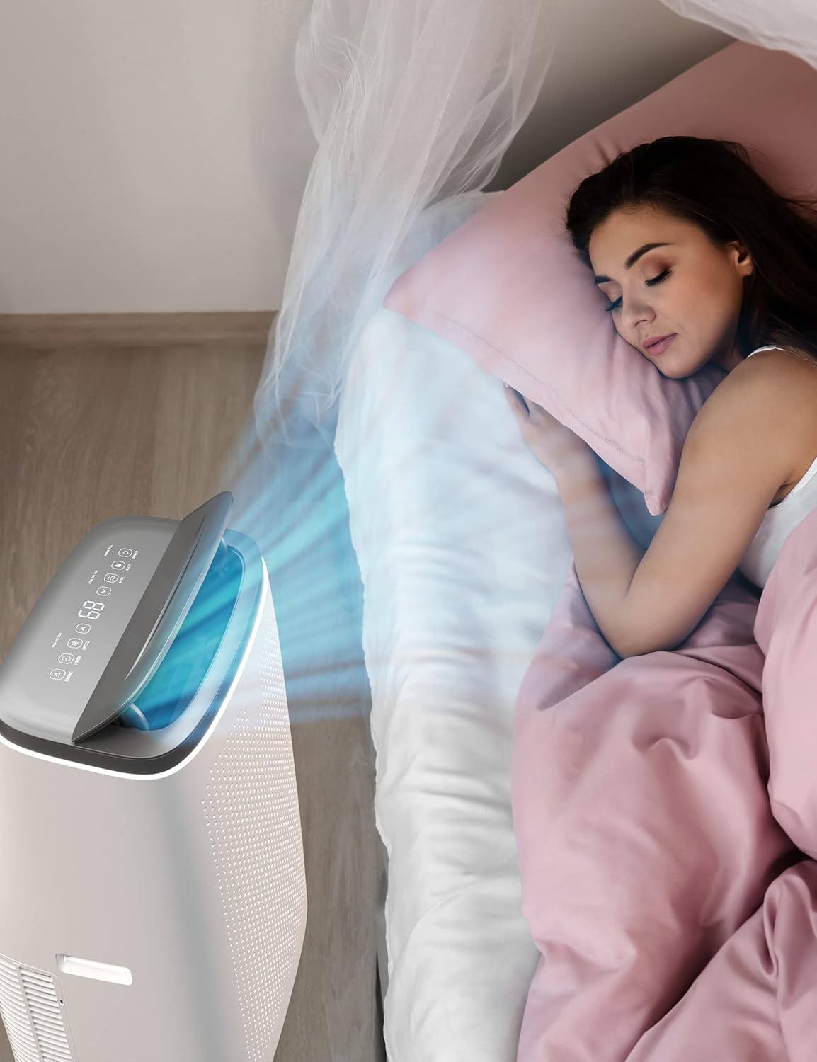 Portable Air Conditioners 14,000 BTU, AC Unit for Bedroom with 3-In-1 Cooling, Fan & Dehumidifier, Smart Control Via Remote, Drainage-Free Design for 750 Sq.Ft Rooms, Dark Grey