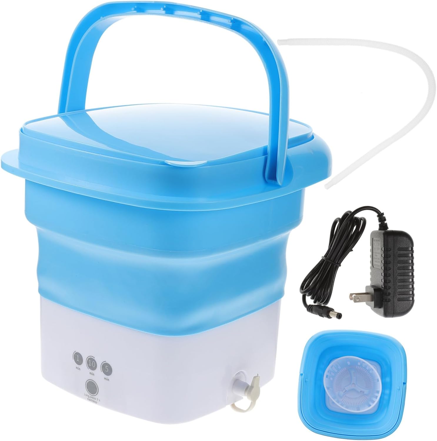 Portable Folding Washing Machine Compact Lightweight Mini Washer for Apartments Camping Travel with Timer Touchscreen and Efficient Drainage System