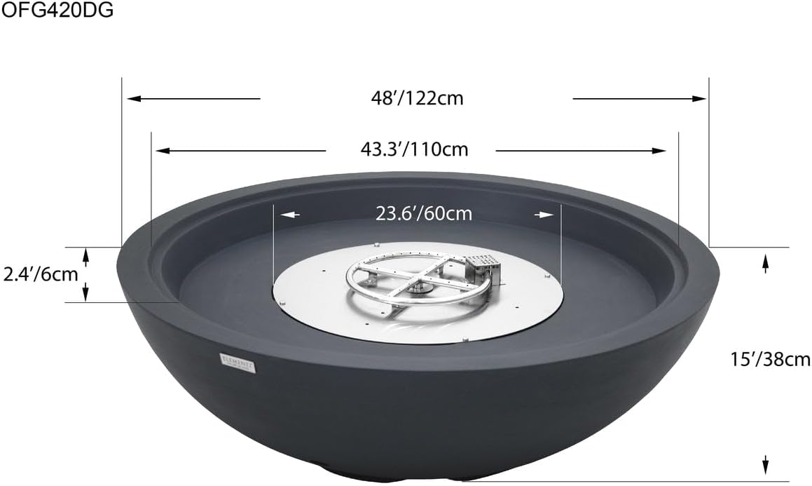 Envelor Rose Bowl Concrete Fire Pit 48