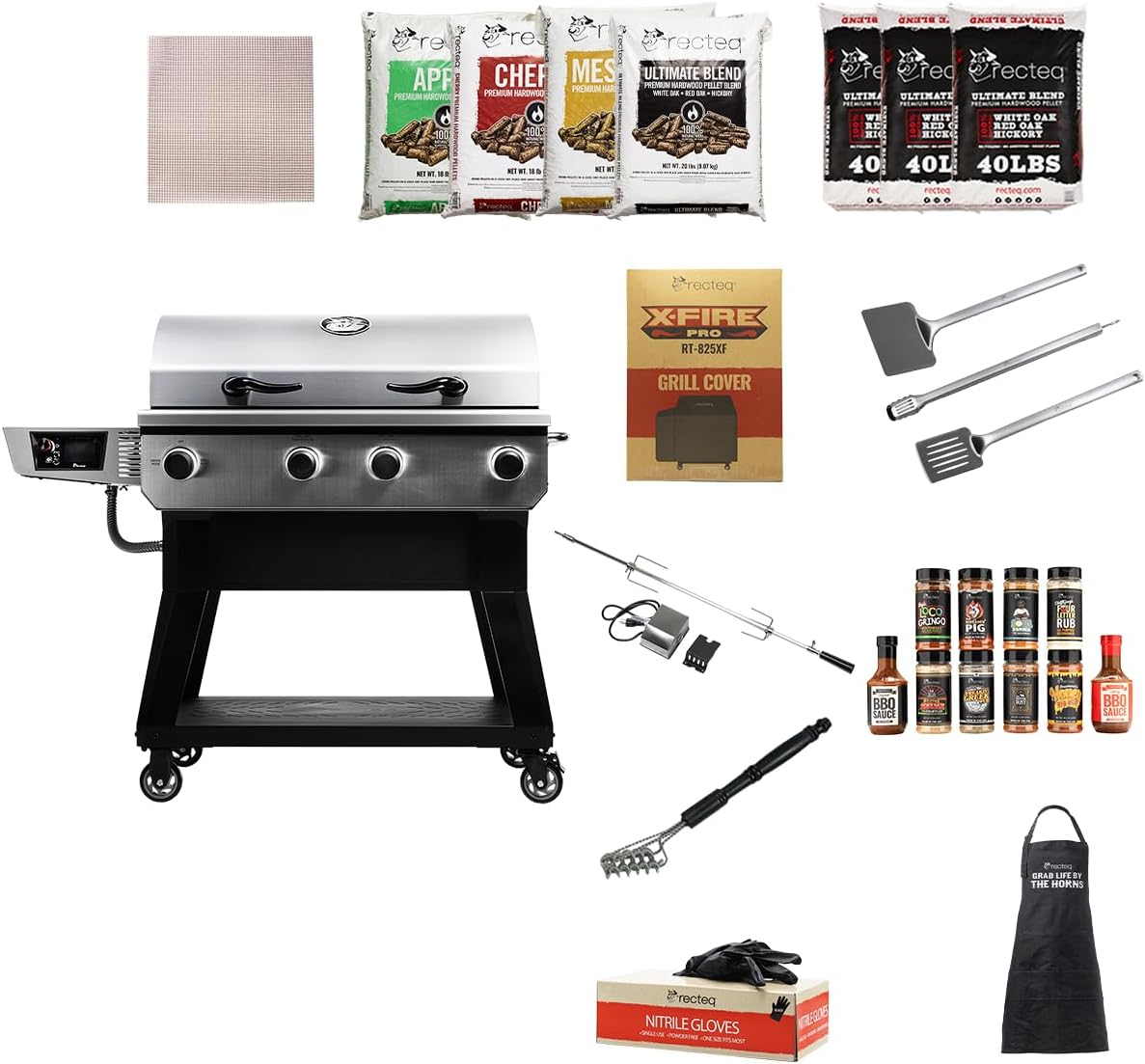 recteq X-Fire Pro 825 Wood Pellet Smoker Grill, Wi-Fi Electric Pellet Grills, Dual Cooking Modes for Hot and Fast + Low and Slow Cooking (Grill + Master Bundle)