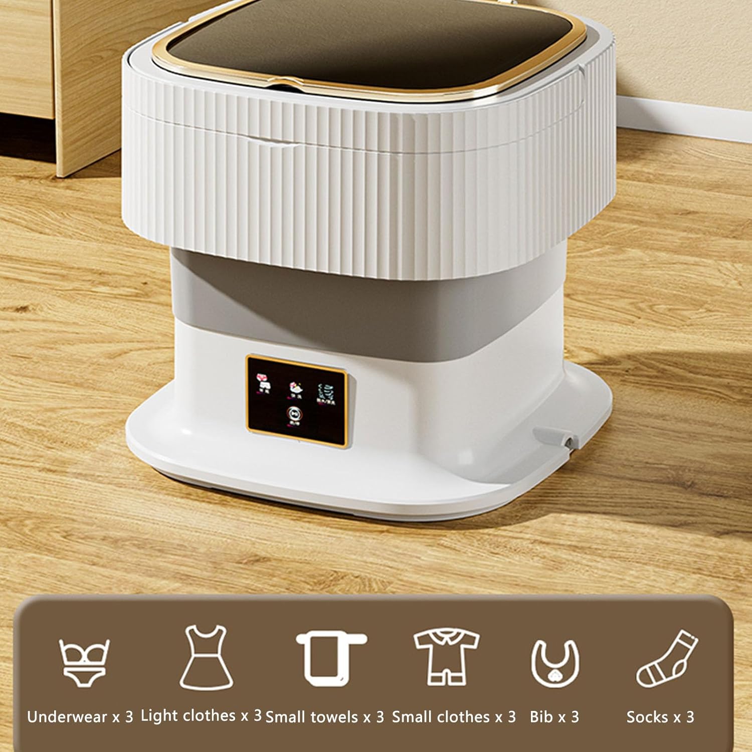 Pssopp Portable Laundry Washing Machine, 11.5L Underwear Baby Clothes Cleaner with Drain Hose for Small Space Dormitory Motorhome Use (US Plug)