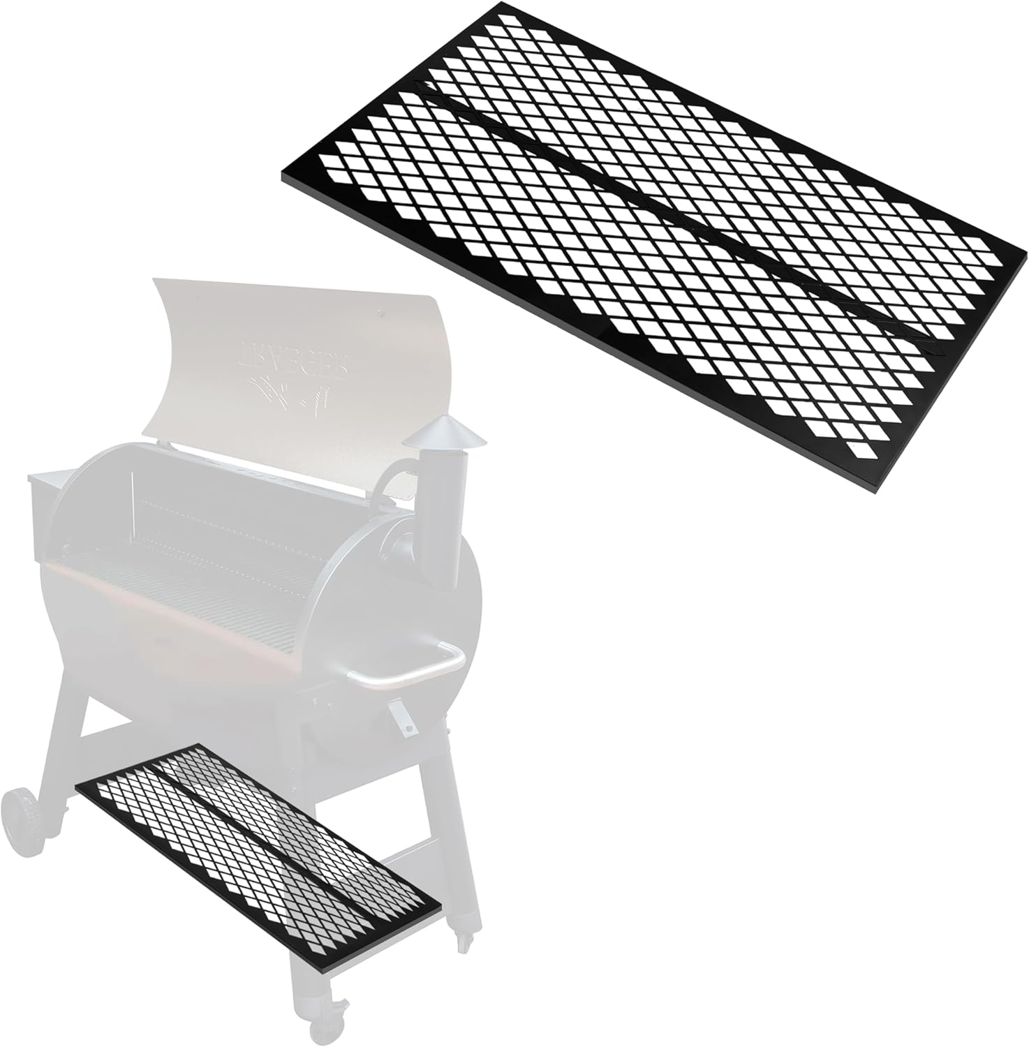 Iron Forge Tools Pellet Grill Storage Shelf Compatible with Traeger Pro 780 and Traeger Ironwood 885 Accessories - Black Powder Coated Steel Shelf for BBQ Pellet Storage Container