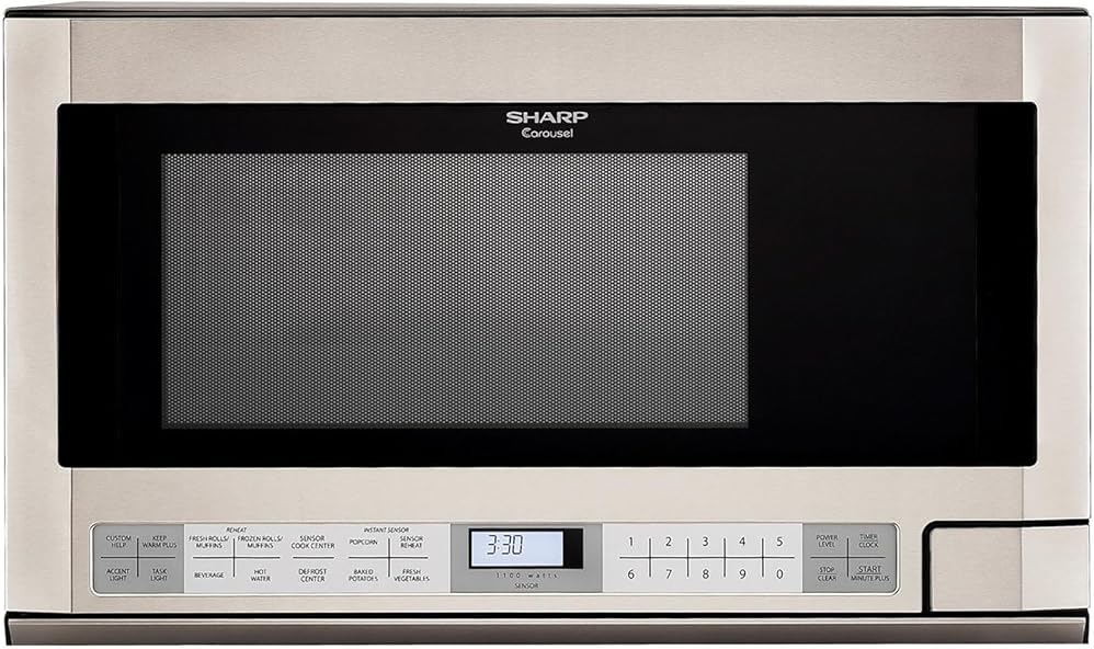 Sharp R1214TY 1.5 Cu. Ft. 1100W Over-the-Counter Microwave in Stainless Steel