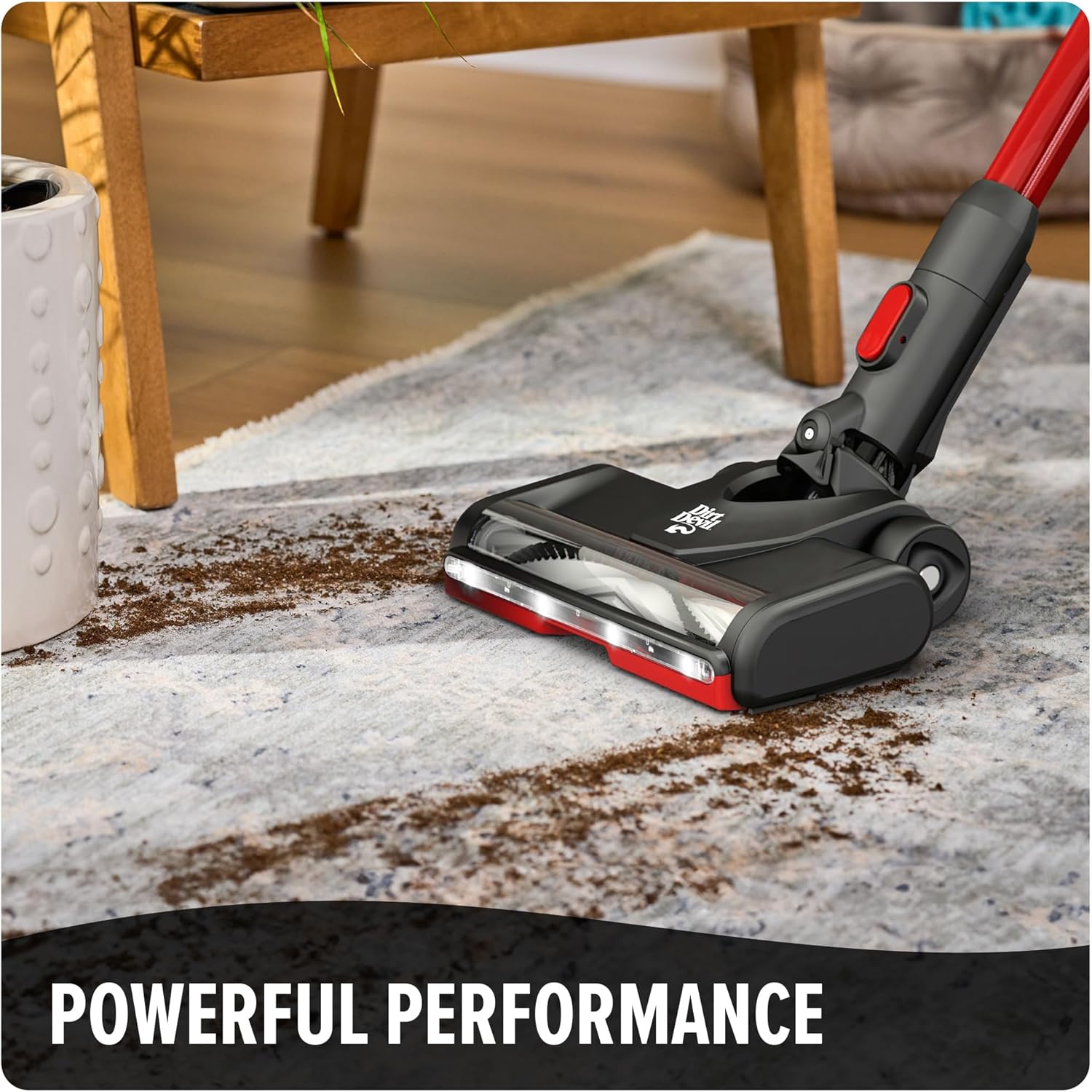Dirt Devil Self-Standing Cordless Stick Vacuum Cleaner with Included Tools, for Carpet and Hard Floors, Lightweight Design, Powerful Suction, LED Headlights, BD57000V, Black
