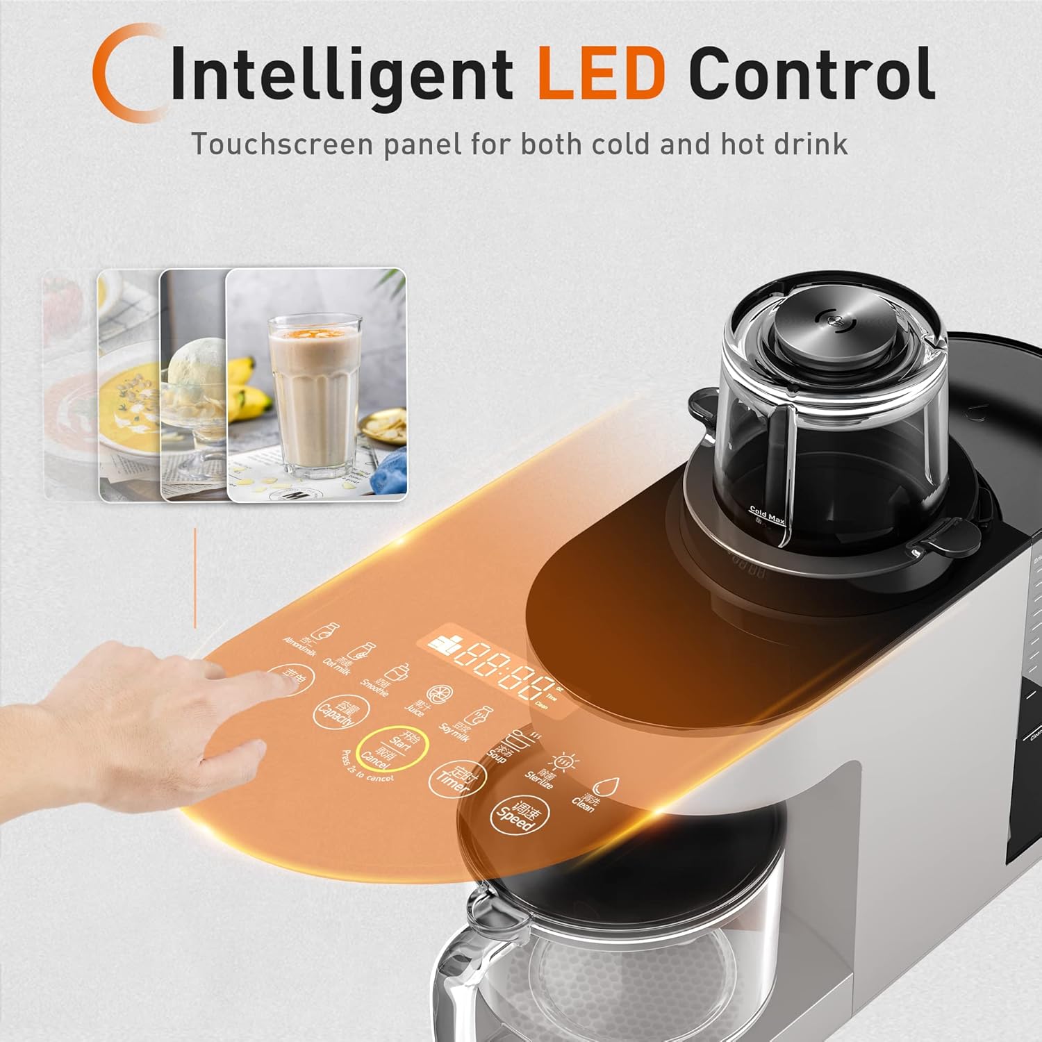 JOYOUNG 1200ml Food Blender, White, 8 Functions, Quick Vegan Milk in 3 Minutes