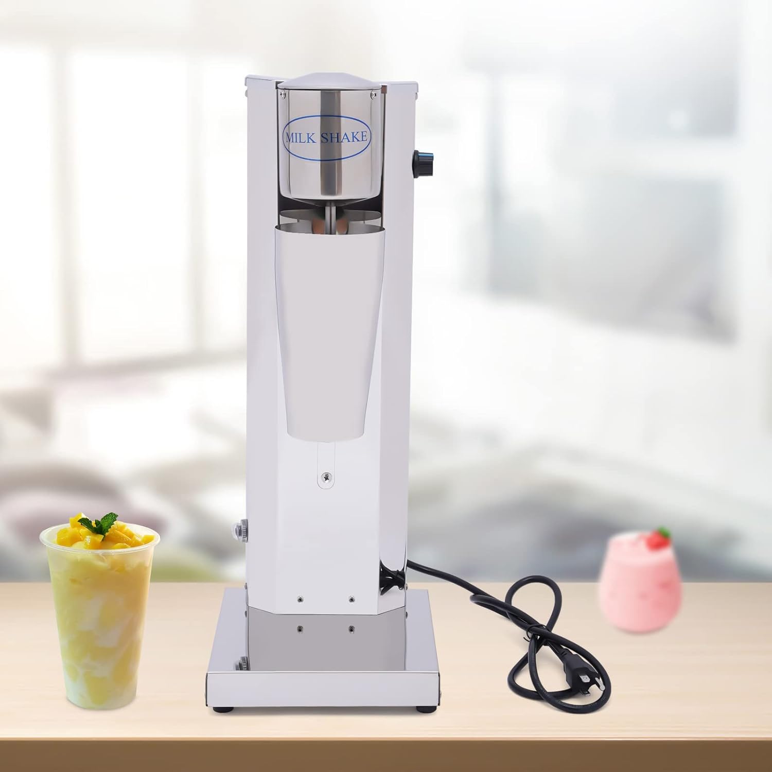 800ML Milk Shaker, Stainless Steel Single Head Milk Shake Machine,180w,16000RMP Milkshake Drink Mixer Machine, Blenders Mixer Kitchen Commercial 110V