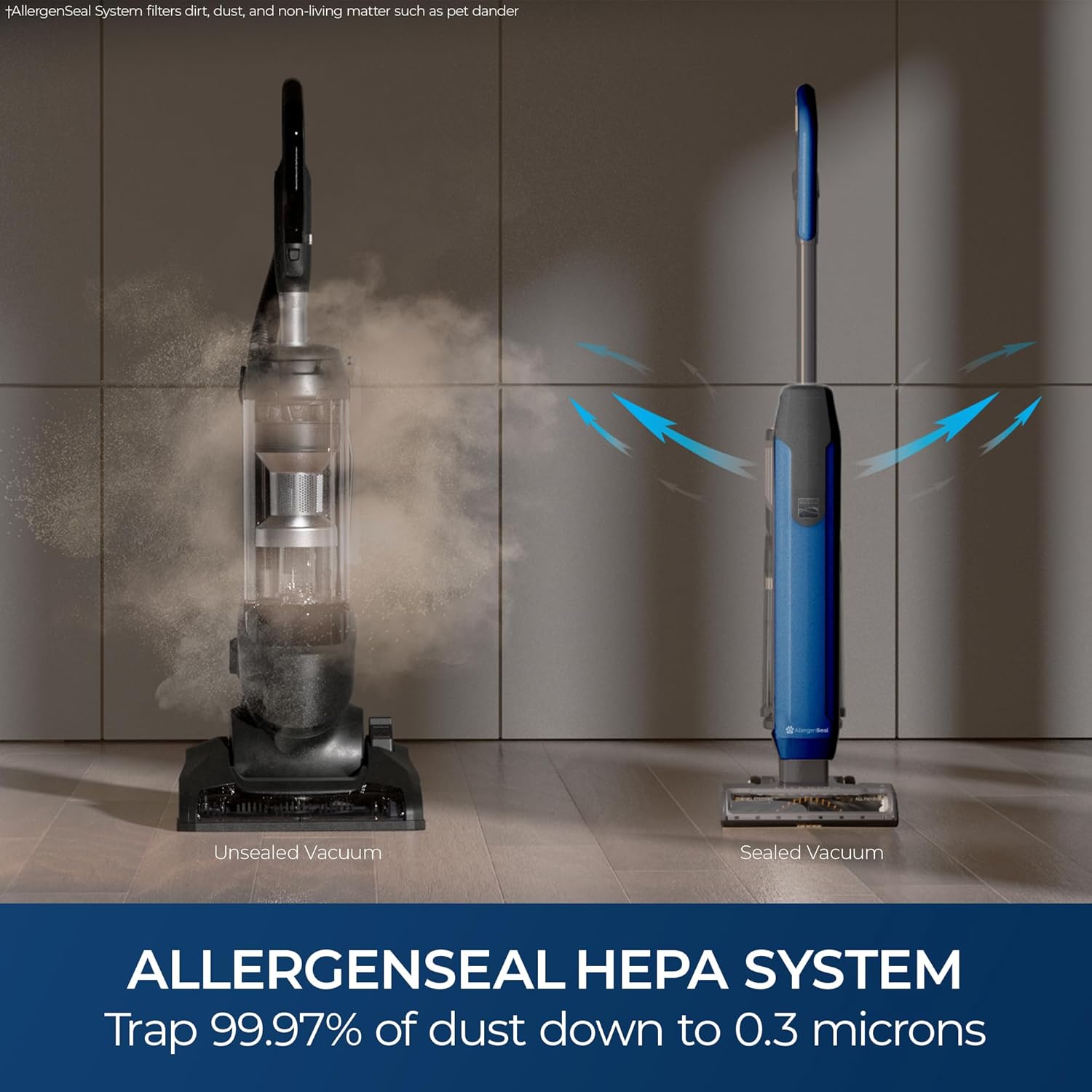 Kenmore CU5001 Litening Cordless Upright Vacuum with Lift-Up & Hair Eliminator Nozzle, Brushless Motor, HEPA Filter & LED Display for Low-Pile Carpets, Rugs, Hard Floors & Pets, Blue