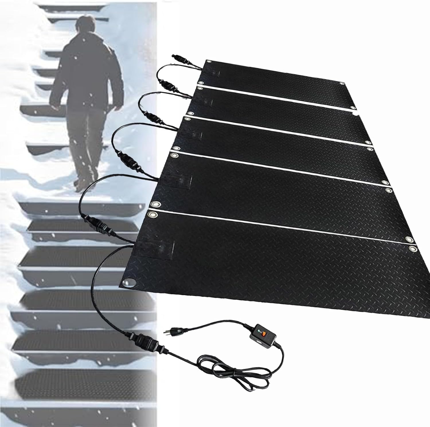 Heated Snow Melting Mats for Entrances,Stair Ice Melts,1/2/3/4/5 Piece,Non-Slip Heated Stair Mats for Outside,Winter Removal and Ice Melt Products