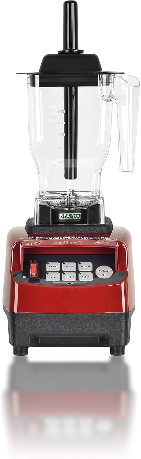 OmniBlend V Commercial Blender for Smoothies Shakes Cocktails, Heavy Duty 3-Speed, Self-Cleaning, Includes Multi-functional 2-in-1 Wet Dry Blades, 1.5 Liter BPA-Free Shatter-Proof Jar (Maroon)