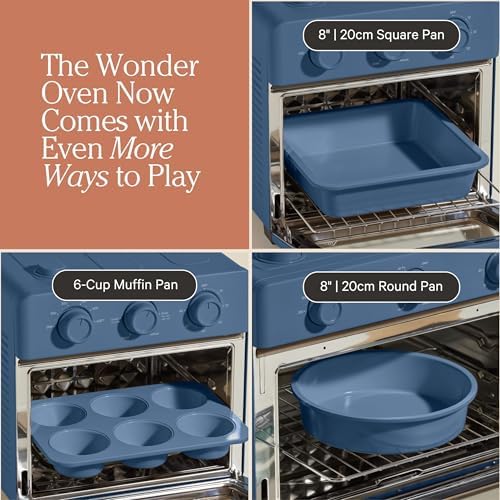 Our Place Wonder Oven + Baker’s Kit | 6-in-1 Air Fryer & Toaster Oven with Steam Infusion | 3-Piece Nonstick Ceramic Bakeware Set (Round, Square & Muffin Pan) | Non-Toxic PFAS-Free Baking | Blue Salt