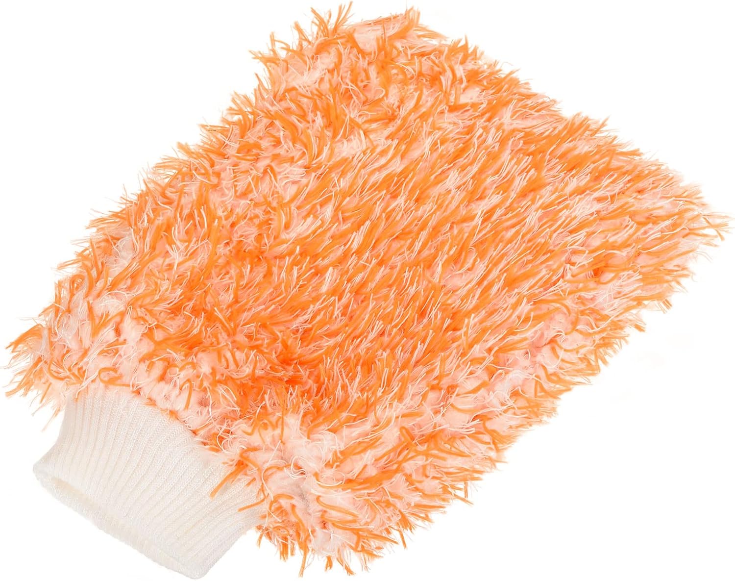 MECCANIXITY Microfiber Wash Mitt Blend Washable Scratch Free Dusting Gloves for House Cleaning, Orange White