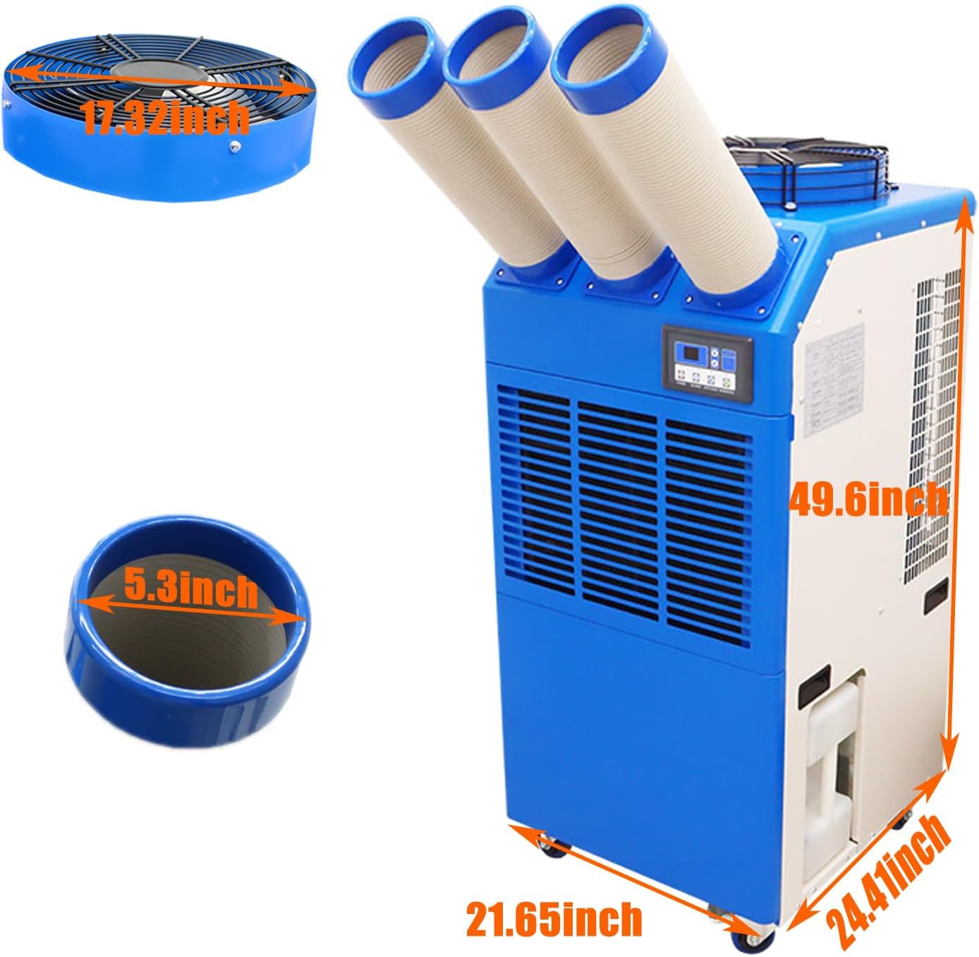 Industrial Air Conditioner Portable Spot Cooler 22178BTU/H 3 Column Air-Cooled Mobile Outdoor Cooling Aircon 220V