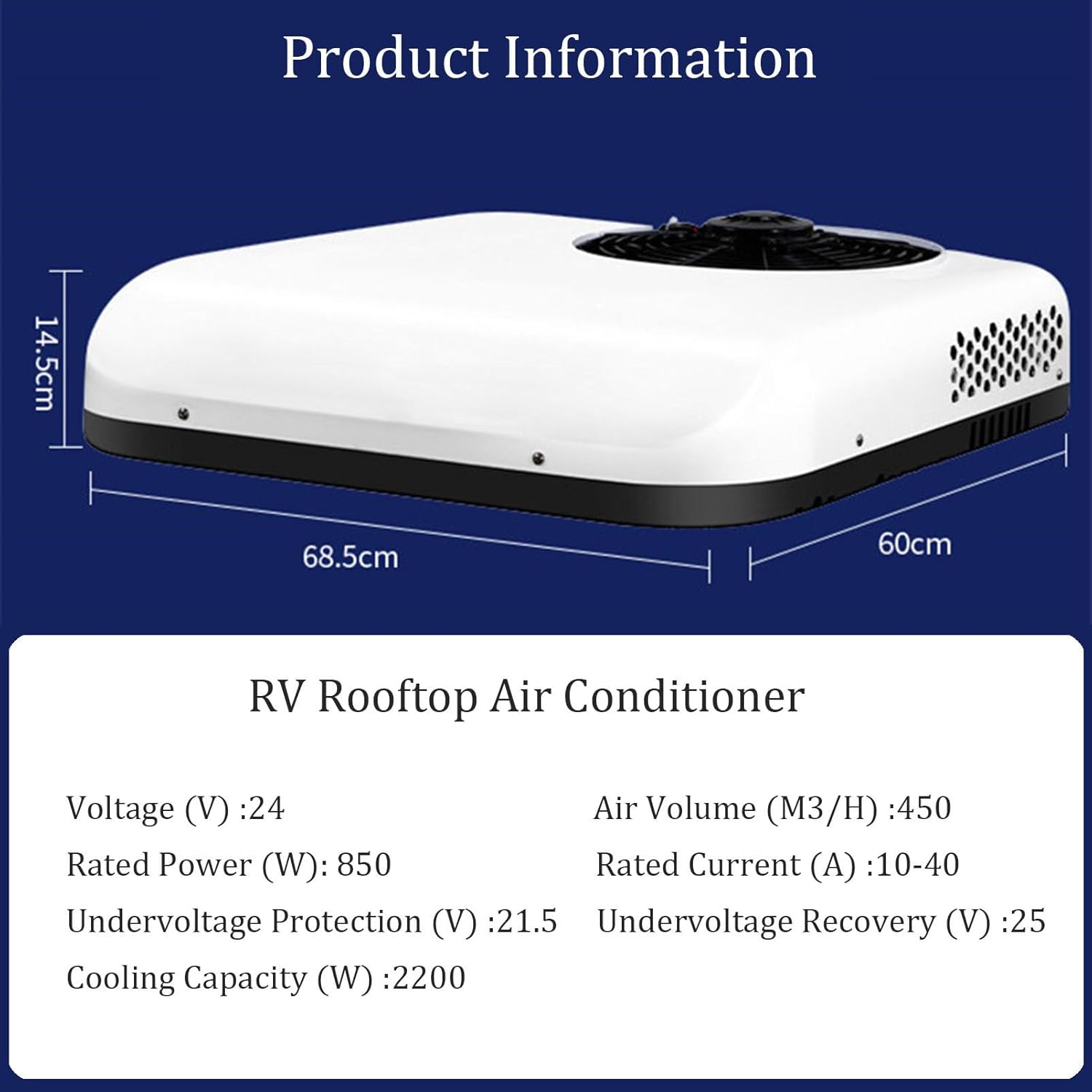 RV Roof Top 12V/24V Air Conditioner RV Air Conditioner, Camper A/C Unit, Cooling for Van, Box Truck, Trailer, Caravan, Tractor-24v (White 12v)